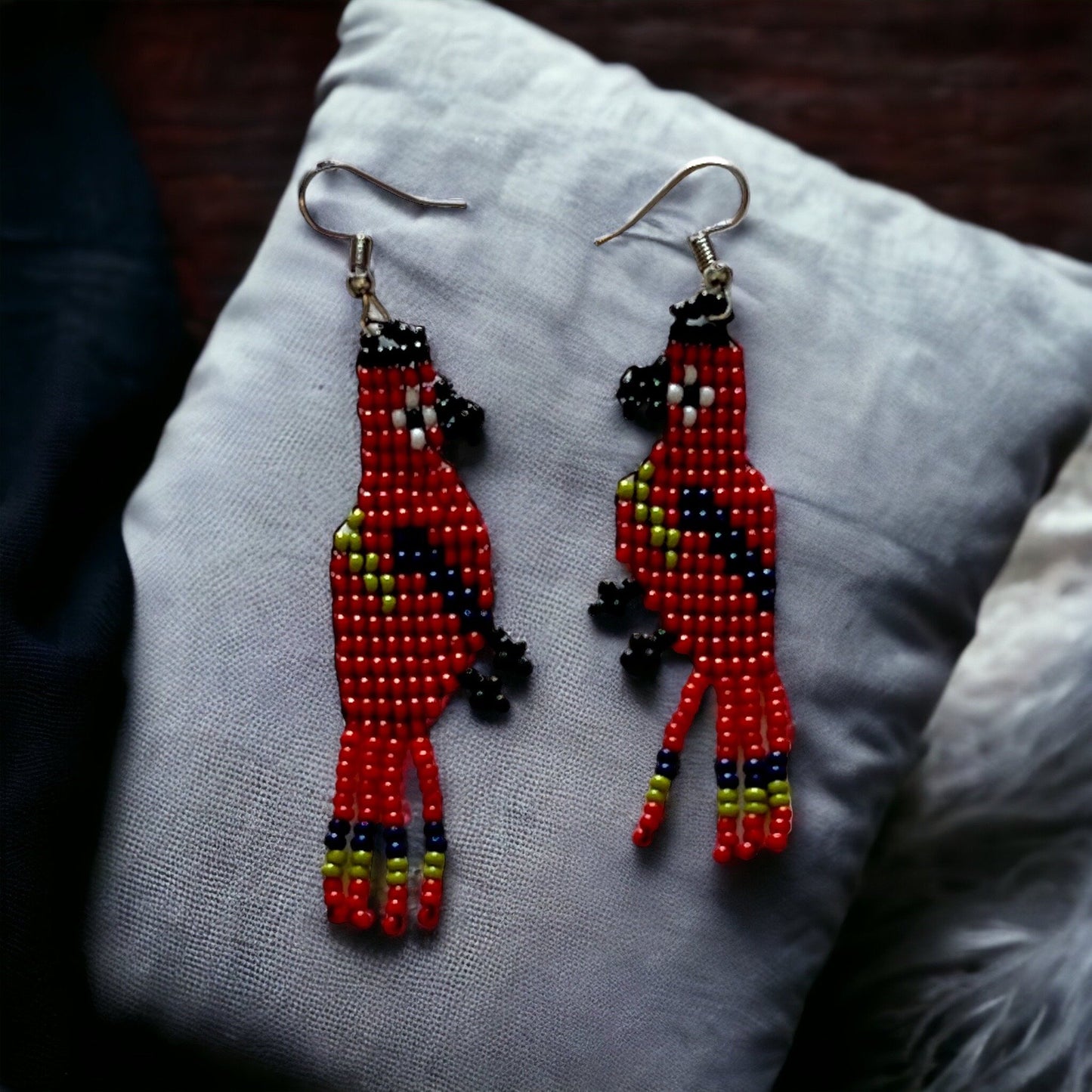 Handmade Earrings From Indigenous Amazon Tribe in Ecuador (Parrot)