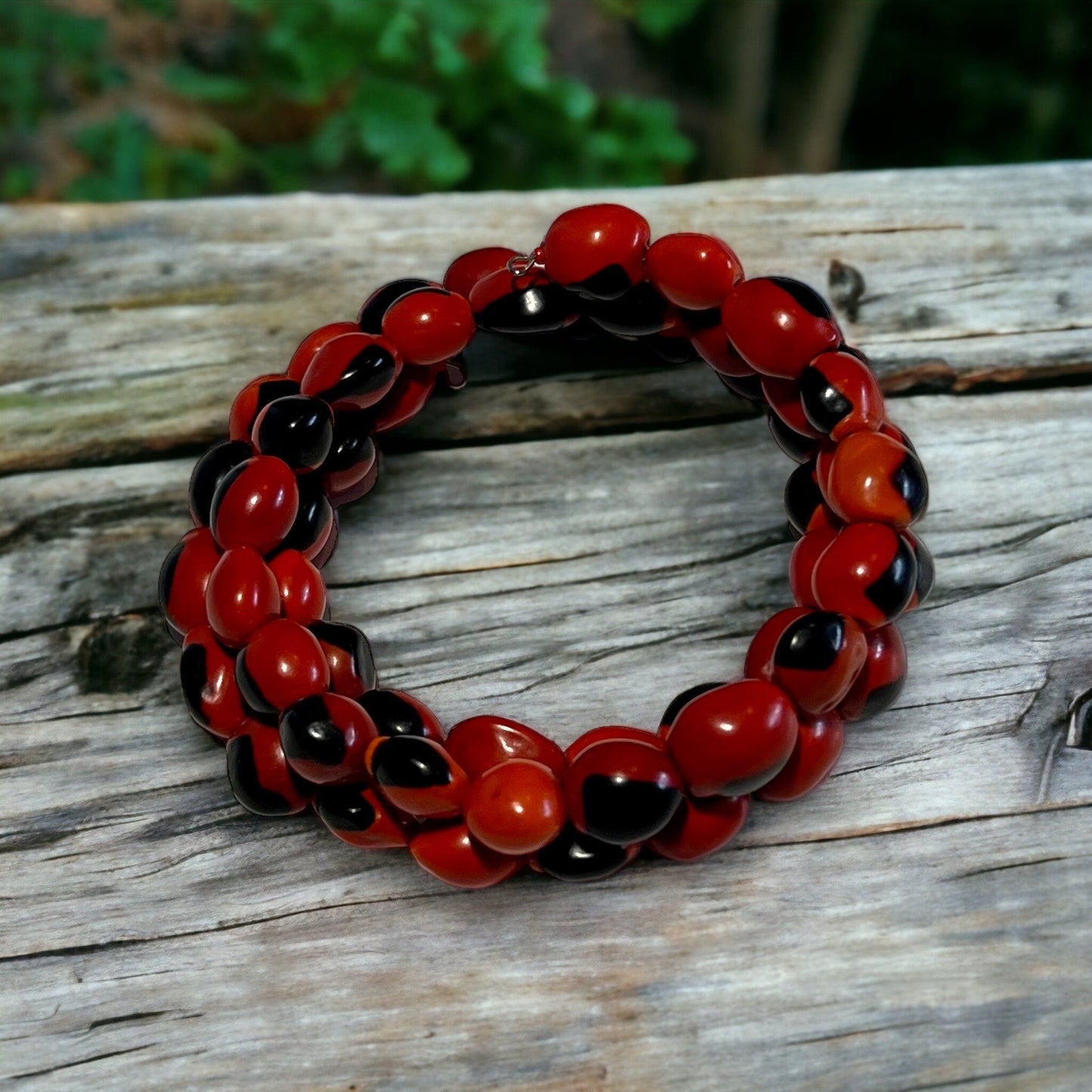 Handmade Bracelet From Indigenous Amazon Tribe in Ecuador (Red/Black)